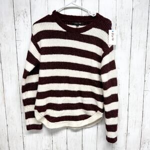 Love Tree Sweater Women Size Medium Stripe Round Neck Long Sleeve Blouse Casual‎